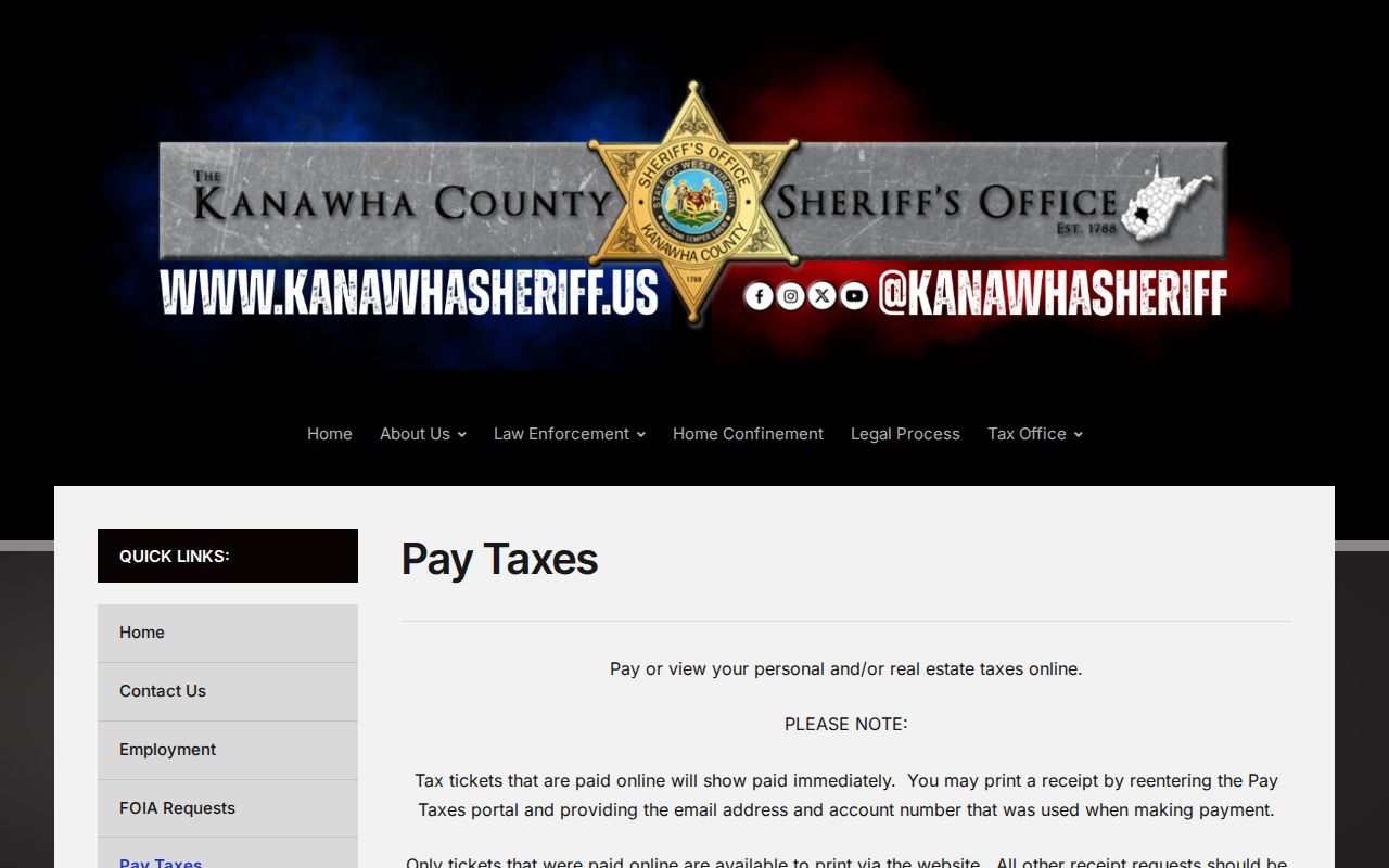 Kanawha County property tax records online search and payment information