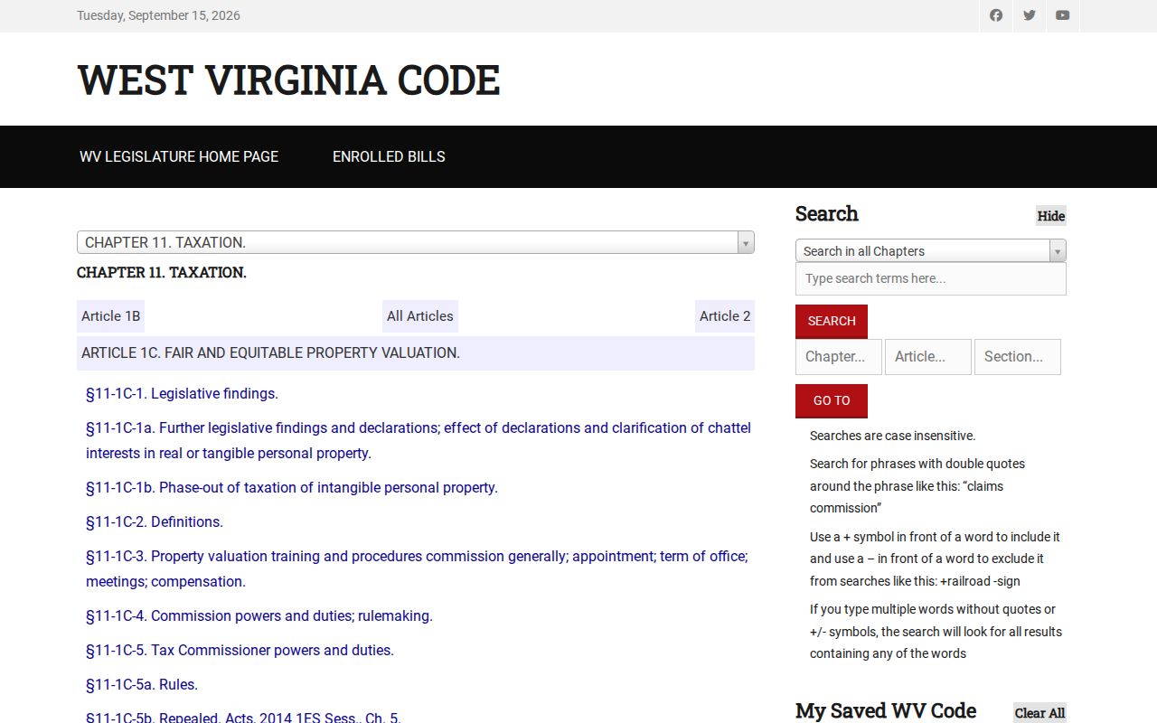 West Virginia three-year assessment cycle for Kanawha County property tax records