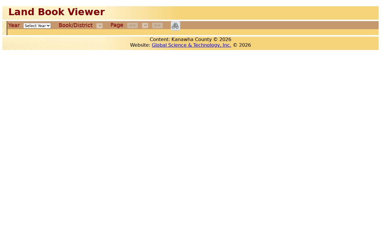 Kanawha County property records land book viewer with year, book and page fields