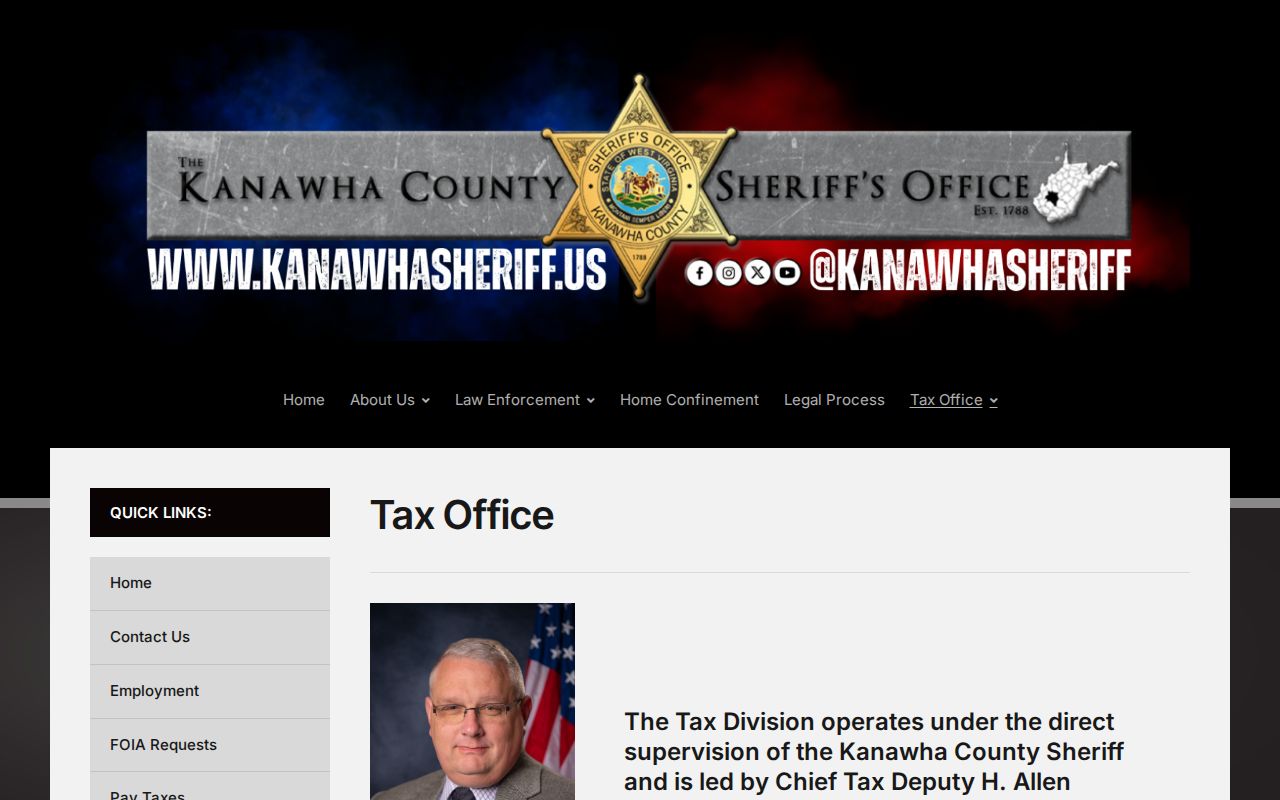 Kanawha County property tax records entry point at the Sheriff Tax Division